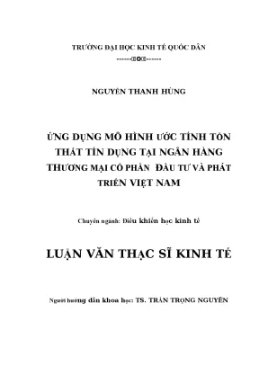 Ứng dụng mô hình ước tính tổn thất tín dụng tại ngân hàng thương mại cổ phần đầu tư và phát triển việt nam1