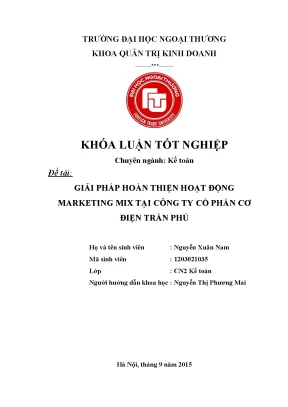 Giải pháp hoàn thiện hoạt động marketing mix tại công ty cổ phần cơ điện trần phú