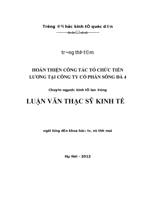 Hoàn thiện công tác tổ chức tiền lương tại công ty cổ phần sông đà 4