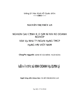 Nghiên cứu cảnh báo sớm nợ rủi ro doanh nghiệp vừa và nhỏ tại ngân hàng tmcp hàng hải việt nam1