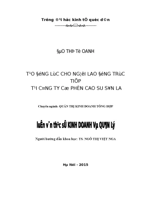 Tạo động lực cho người lao động trực tiếp tại công ty cổ phẩn cao su sơn la