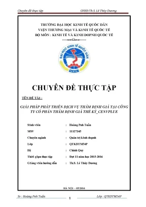Giải pháp phát triển dịch vụ thẩm định giá tại công ty cổ phần thẩm định giá thế kỷ cenvplue