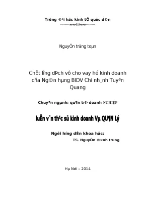 Chất lượng dịch vụ cho vay hộ kinh doanh của ngân hàng bidv chi nhánh tuyên quang