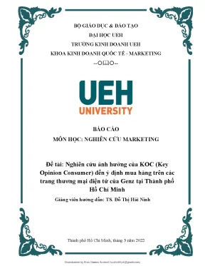 Nghiên cứu ảnh hưởng của koc key opinion consumer đến ý định mua hàng trên các trang thương mại điện tử của genz tại thành phố hồ chí minh