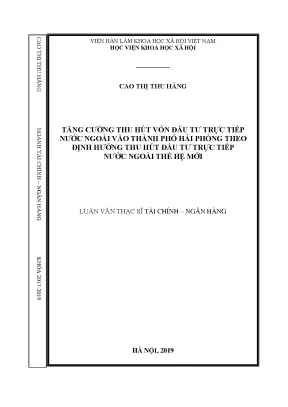 Luận văn thạc sĩ tăng cường thu hút vốn đầu tư trực tiếp nước ngoài vào thành phố hải phòng theo định hướng thu hút đầu tư trực tiếp nước ngoài thế hệ mới