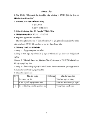 Luận văn tốt nghiệp đẩy mạnh đào tạo nhân viên tại công ty tnhh kết cấu thép cơ khí xây dựng hưng yên