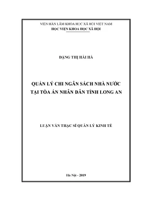 Luận văn thạc sĩ quản lý chi ngân sách nhà nước tại tòa án nhân dân tỉnh long an