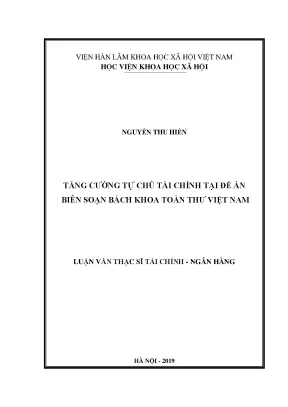 Luận văn thạc sĩ tăng cường tự chủ tài chính tại đề án biên soạn bách khoa toàn thư việt nam