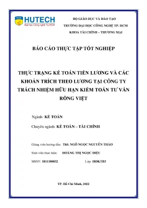 Thực trạng kế toán tiền lương và các khoản trích theo lương tại công ty trách nhiệm hữu hạn kiểm toán tư vấn rồng việt