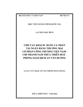 Cho vay khách hàng cá nhân tại ngân hàng thương mại cổ phần công thương việt nam chi nhánh nam thừa thiên huế phòng giao dịch an vân dương