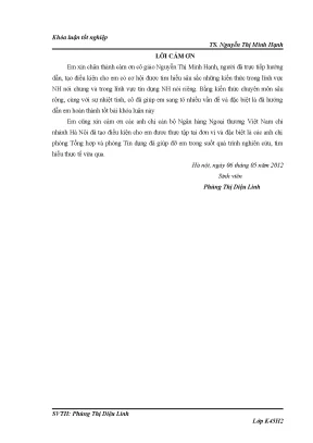 Luận văn tốt nghiệp chất lượng tín dụng ngắn hạn của ngân hàng thương mại cổ phần ngoại thương chi nhánh hà nội