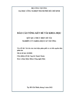 Tái cấu trúc lưới điện phân phối có xét đến nguồn điện phân tán