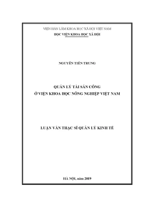 Luận văn thạc sĩ quản lý tài sản công ở viện khoa học nông nghiệp việt nam