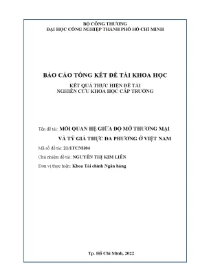 Mối quan hệ giữa độ mở thương mại và tỷ giá thực đa phương ở việt nam