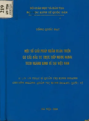 Một số giải pháp nhằm hoàn thiện cơ cấu đầu tư trực tiếp nước ngoài theo ngành kinh tế tại việt nam