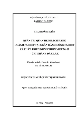 Luận văn thạc sĩ quản trị quan hệ khách hàng doanh nghiệp tại ngân hàng nn ptnt việt nam chi nhánh đắk lắk