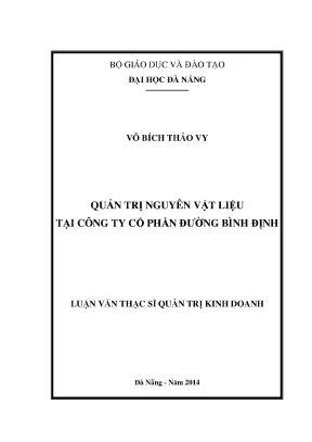 Luận văn thạc sĩ quản trị nguyên vật liệu tại công ty cổ phần đường bình định
