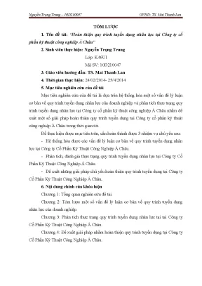 Luận văn tốt nghiệp hoàn thiện quy trình tuyển dụng nhân lực tại công ty cổ phần kỹ thuật công nghiệp á châu