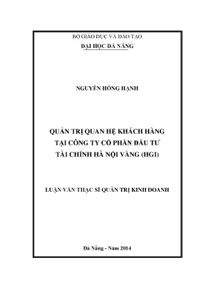 Luận văn thạc sĩ quản trị quan hệ khách hàng tại công ty cổ phần đầu tư tài chính hà nội vànghgi