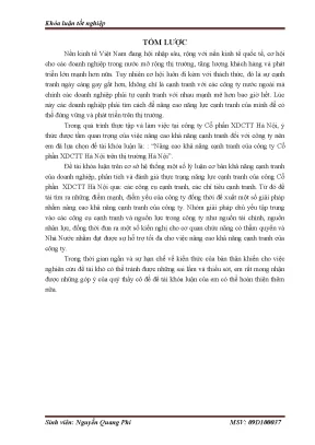 Luận văn tốt nghiệp nâng cao khả năng cạnh tranh của công ty cổ phần xdctt hà nội trên thị trường hà nội