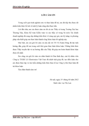 Luận văn tốt nghiệp nâng cao lợi nhuận của công ty tnhh lg electronics việt nam