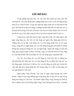 Luận văn tốt nghiệp nâng cao chất lượng cho vay tiêu dùng tại chi nhánh ngân hàng công thương ba đình