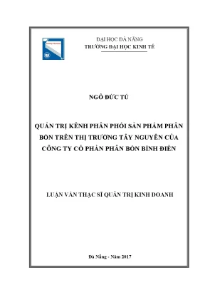 Luận văn thạc sĩ quản trị kênh phân phối sản phẩm phân bón trên thị trường tây nguyên của công ty cổ phần phân bón bình điền