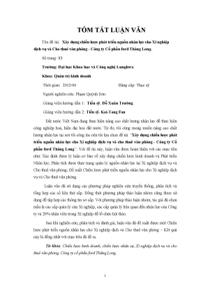 Luận văn thạc sĩ xây dựng chiến lƣợc phát triển nguồn nhân lực cho xí nghiệp dịch vụ và cho thuê văn phòng công ty cổ phần ford thăng long
