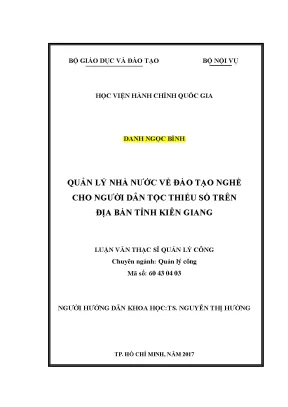 Luận văn thạc sĩ quản lý nhà nước về đào tạo nghề cho người dân tộc thiểu số trên địa bàn tỉnh kiên giang