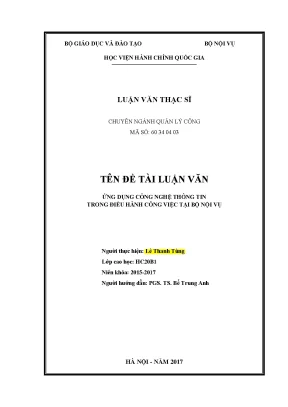 Luận văn thạc sĩ ứng dụng công nghệ thông tin trong điều hành công việc tại bộ nội vụ