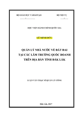 Luận văn thạc sĩ quản lý nhà nước về đất đai tại các lâm trường quốc doanh trên địa bàn tỉnh đăk lăk