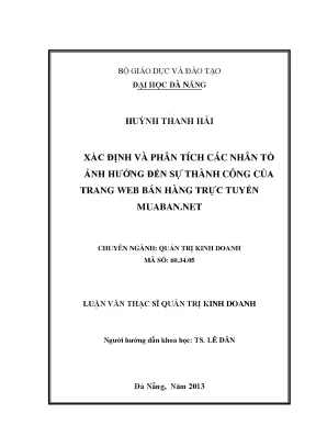 Luận văn thạc sĩ xác định và phân tích các nhân tố ảnh hưởng đến sự thành công của trang web bán hàng trực tuyến mua ban net