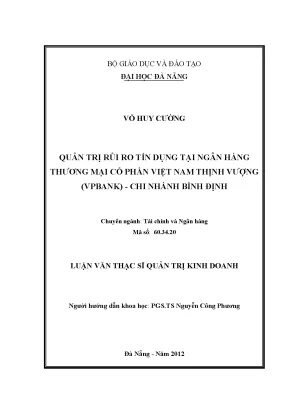 Luận văn thạc sĩ quản trị rủi ro tín dụng tại ngân hàng tmcp việt nam thịnh vượng vpbank chi nhánh bình định