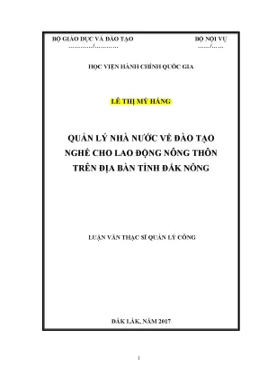 Luận văn thạc sĩ quản lý nhà nước về đào tạo nghề cho lao động nông thôn trên địa bàn tỉnh đăk nông