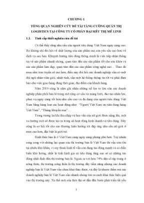 Luận văn tốt nghiệp luận văn khoa quản trị doanh nghiệp đề tài tăng cường quản trị logistics tại công ty cổ phần đại siêu thị mê linh