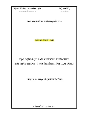 Luận văn thạc sĩ tạo động lực làm việc cho viên chức đài phát thanh truyền hình tỉnh lâm đồng
