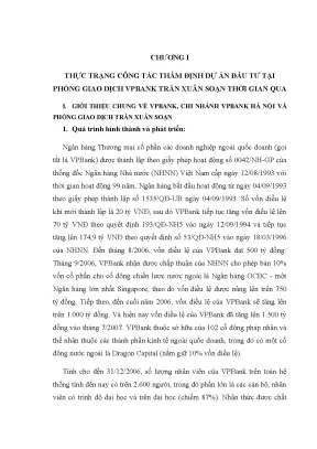 Luận văn tốt nghiệp thực trạng công tác thẩm định dự án đầu tư tại phòng giao dịch vpbank trần xuân soạn thời gian qua