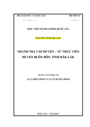 Luận văn thạc sĩ thanh tra cấp huyện từ thực tiễn huyện buôn đôn tỉnh đăk lăk