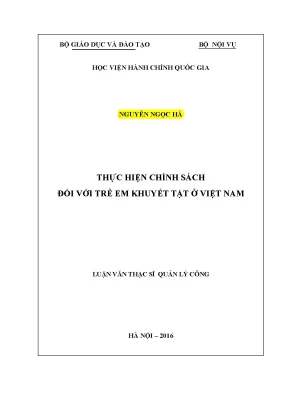 Luận văn thạc sĩ thực hiện chính sách đối với trẻ em khuyết tật ở việt nam