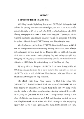 Luận văn thạc sĩ quản trị rủi ro tín dụng tại chi nhánh ngân hàng nông nghiệp và phát triển nông thôn tỉnh daklak
