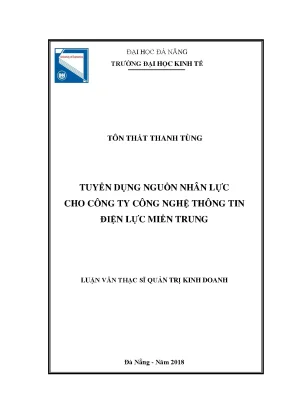 Luận văn thạc sĩ tuyển dụng nguồn nhân lực cho công ty công nghệ thông tin điện lực miền trung