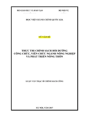 Luận văn thạc sĩ thực thi chính sách bồi dưỡng công chức viên chức ngành nông nghiệp và phát triển nông thôn
