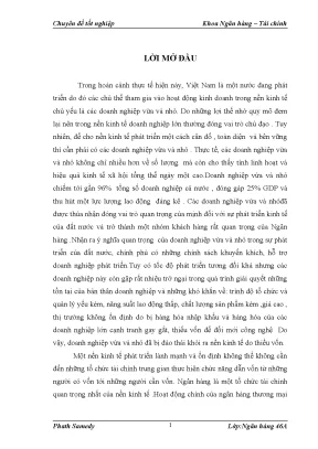 Luận văn tốt nghiệp phát triển hoạt động cho vay đối với doanh nghiệp vừa và nhỏ tại chi nhánh ngân hàng đầu tư và phát triển hà thành