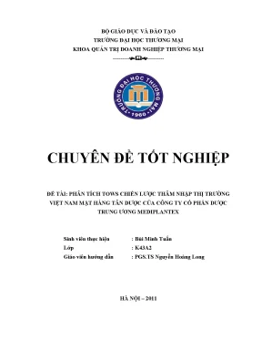 Luận văn tốt nghiệp phân tích tows chiến lược thâm nhập thị trường việt nam mặt hàng tân dược của công ty cổ phần dược trung ương mediplantex