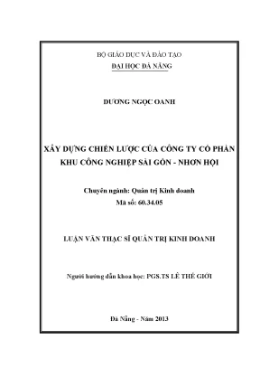Luận văn thạc sĩ xây dựng chiến lược của công ty cổ phần khu công nghiệp sài gòn nhơn hội