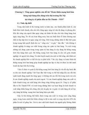 Luận văn tốt nghiệp hoàn thiện công tác tổ chức mạng lưới bán hàng mặt hàng tiêu dùng trên thị trường hà nội tại công ty cổ phần đầu tư hà thành nsn