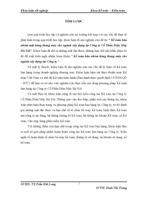Luận văn tốt nghiệp kế toán bán nhóm mặt hàng thang máy cho ngành xây dựng tại công ty cổ phần điện máy hà nội