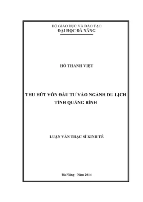 Luận văn thạc sĩ thu hút vốn đầu tư vào ngành du lịch tỉnh quảng bình