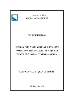Luận văn thạc sĩ quản lý nhà nước về hoạt động kinh doanh lưu trú du lịch trên địa bàn thành phố hội an