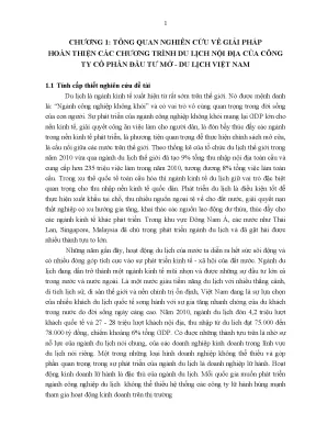 Luận văn tốt nghiệp nghiên cứu về giải pháp hoàn thiện các chương trình du lịch nội địa của công ty cổ phần đầu tư mở du lịch việt nam